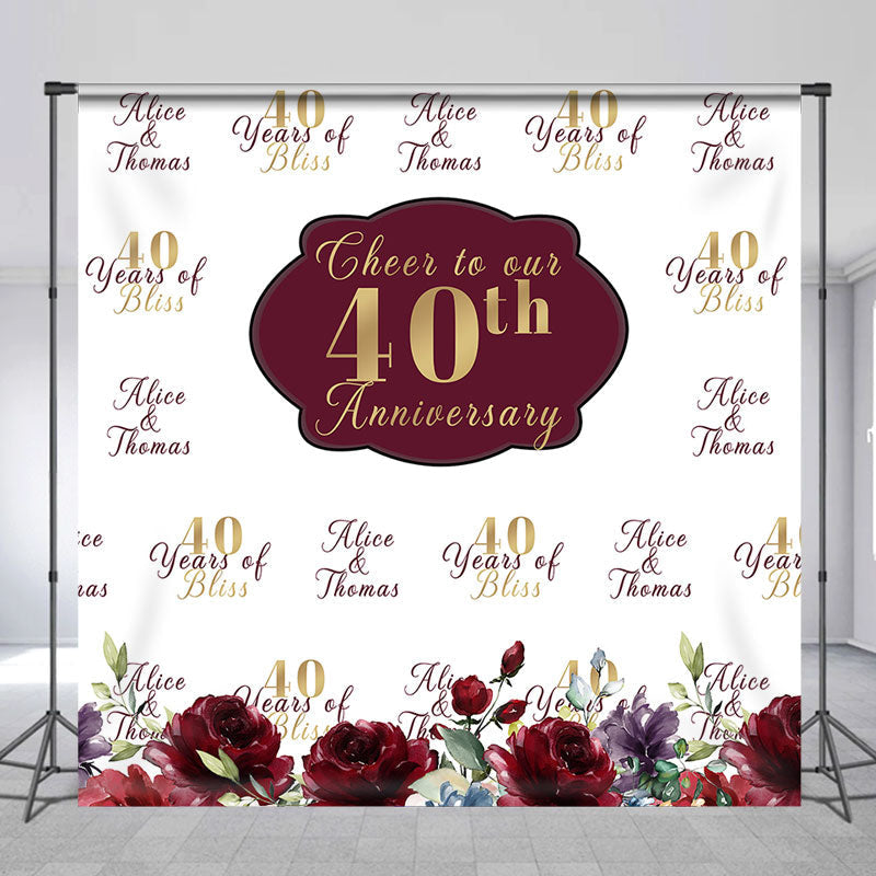 Aperturee - Cheer To 40th Anniversary Custom Repeat Backdrop