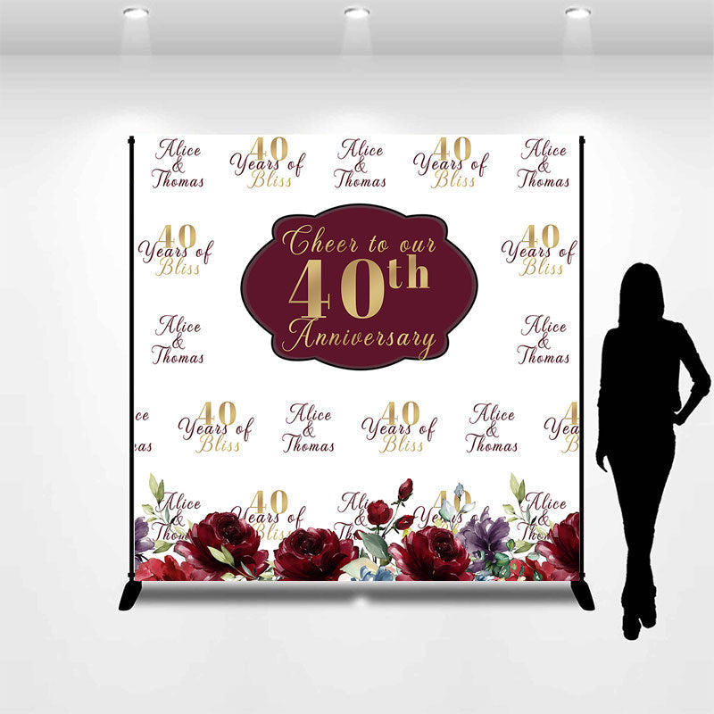 Aperturee - Cheer To 40th Anniversary Custom Repeat Backdrop