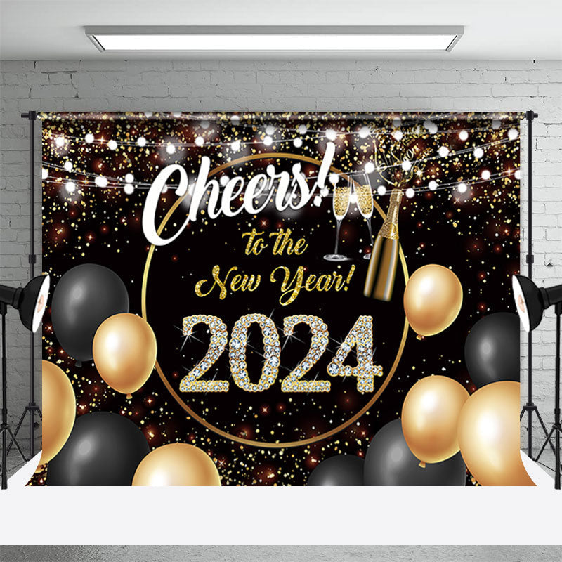 Aperturee - Cheer To New Year Balloon Champagne 2023 Backdrop