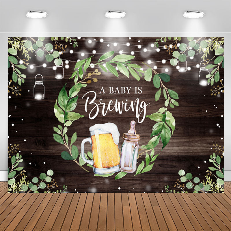 Aperturee - Cheers Beer And Pacifier Wood Baby Shower Backdrop