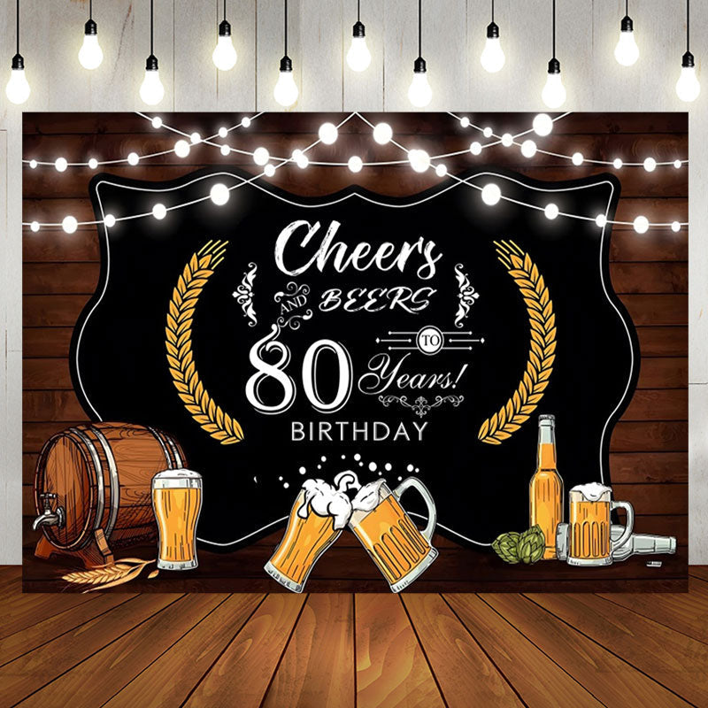 Aperturee - Cheers Beers Wood Barrel 80Th Birthday Backdrop