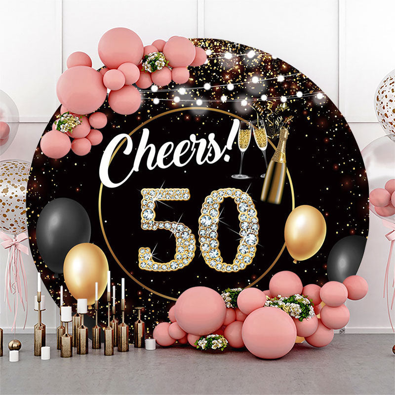 Aperturee Cheers Black Golden Circle 50th Birthday Backdrop