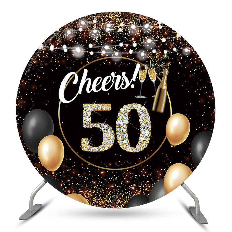 Aperturee Cheers Black Golden Circle 50th Birthday Backdrop