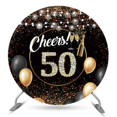 Aperturee Cheers Black Golden Circle 50th Birthday Backdrop