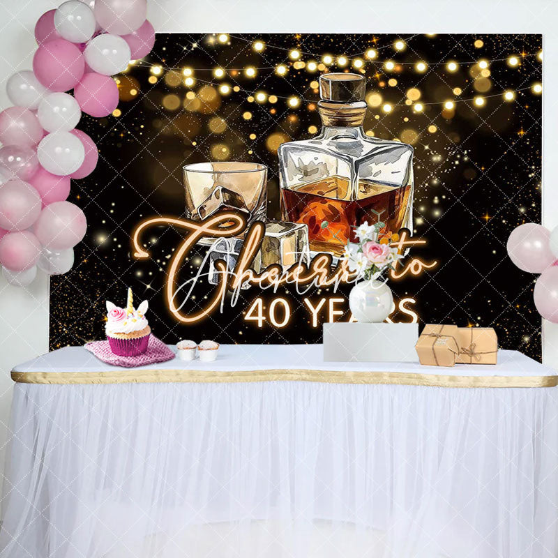 Aperturee - Cheers To 40 Years Wine Glass Birthday Backdrop