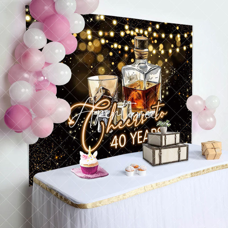 Aperturee - Cheers To 40 Years Wine Glass Birthday Backdrop