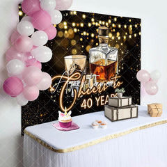 Aperturee - Cheers To 40 Years Wine Glass Birthday Backdrop