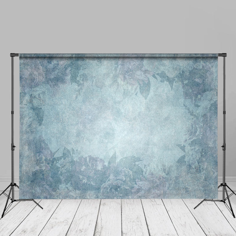 Aperturee - Chic Blue Floral Fine Art Textures Photo Background