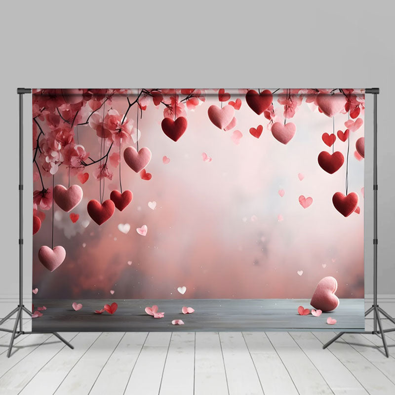 Aperturee - Chic Pink Red Heart Flowers Valentines Day Backdrop