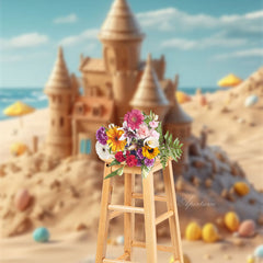 Aperturee - Chic Sand Castle Beach Seaside Sky Holiday Backdrop