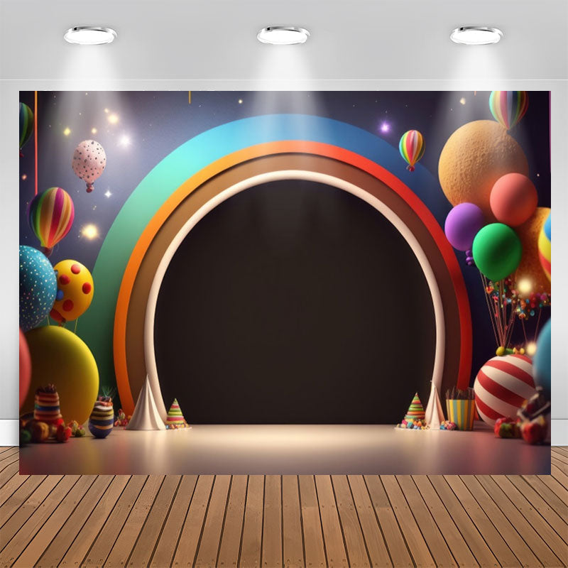 Aperturee - Chichi Arch Balloons Colorful 1st Birthday Backdrop