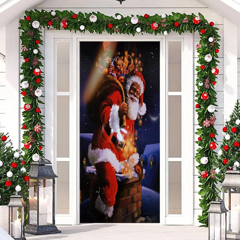 Aperturee - Chimney Santa Claus Roof Night Christmas Door Cover