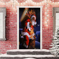 Aperturee - Chimney Santa Claus Roof Night Christmas Door Cover