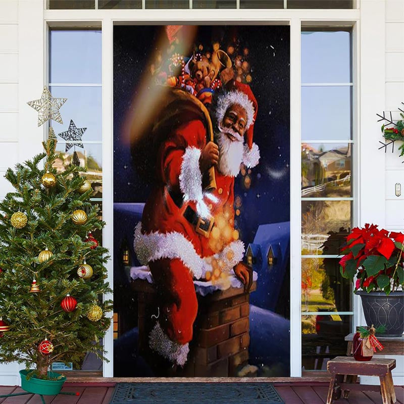 Aperturee - Chimney Santa Claus Roof Night Christmas Door Cover