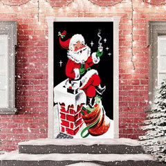 Aperturee - Chimney Santa Gifts Painting Christmas Door Cover