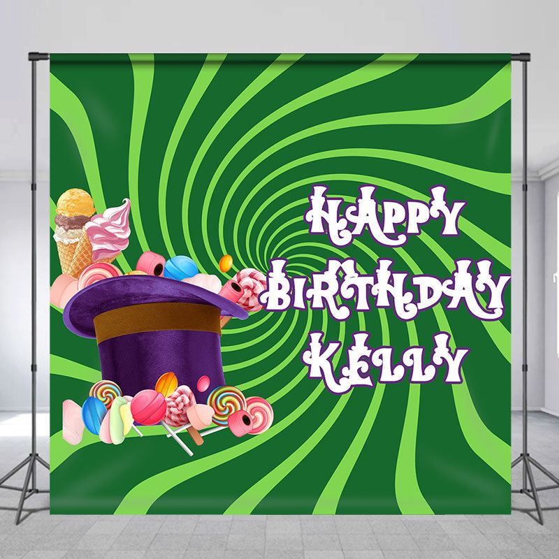 Aperturee - Chocolate Candyland Green Custom Birthday Backdrop