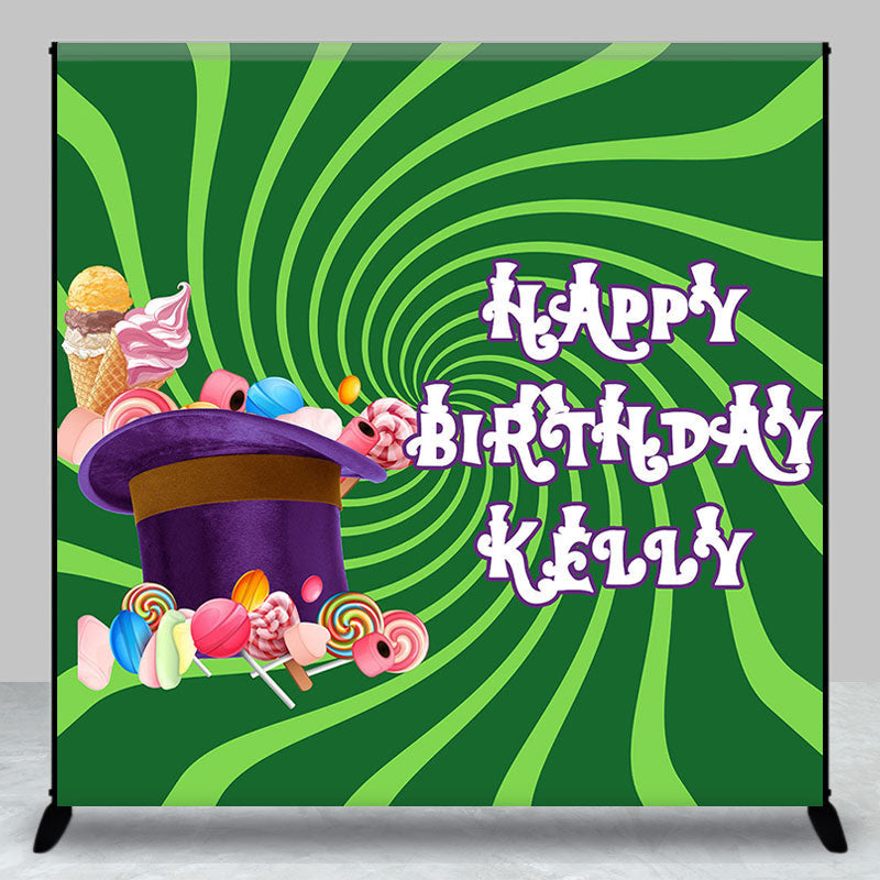 Aperturee - Chocolate Candyland Green Custom Birthday Backdrop