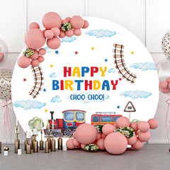 Aperturee - Choo Cloud Track Train Round Birthday Backdrop