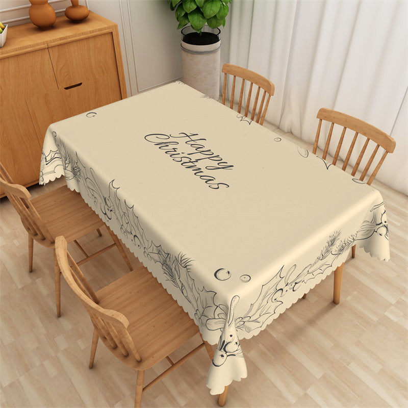 Aperturee - Christmas Ball Grass Pattern Beige Kitchen Tablecloth