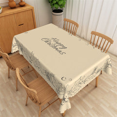 Aperturee - Christmas Ball Grass Pattern Beige Kitchen Tablecloth