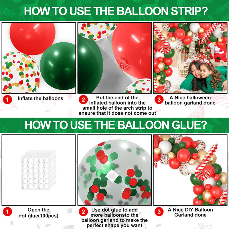 Aperturee - Christmas Balloon Arch Kit Red Candy Cane Party Decorations