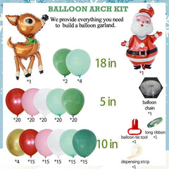 Aperturee - Christmas Balloon Garland Arch Kit Pink Santa Elk Party Decor