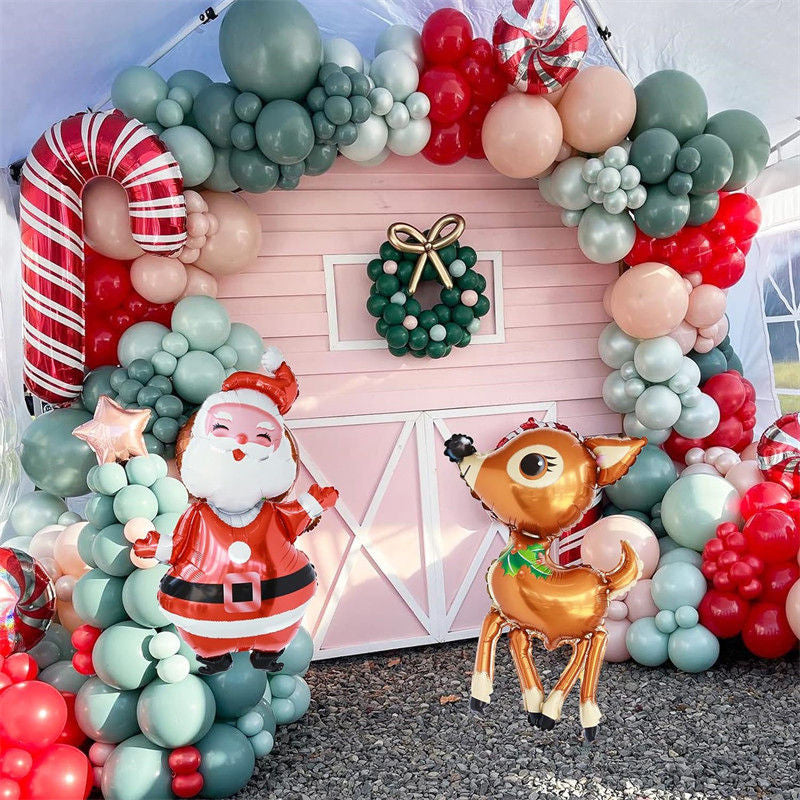 Aperturee - Christmas Balloon Garland Arch Kit Pink Santa Elk Party Decor