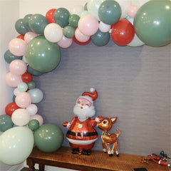 Aperturee - Christmas Balloon Garland Arch Kit Pink Santa Elk Party Decor