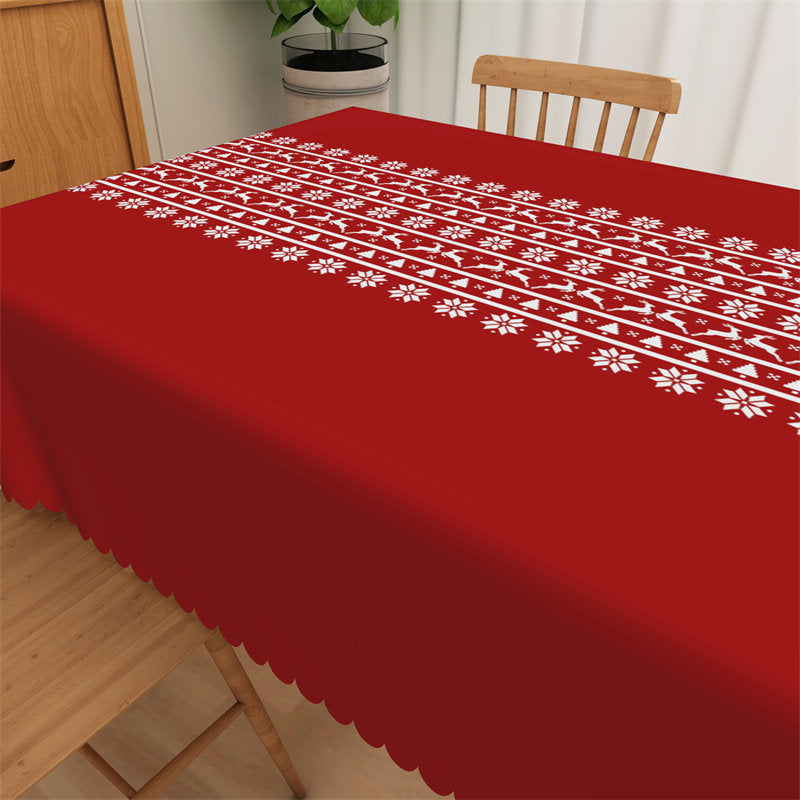 Aperturee - Christmas Bar Pattern Red Tablecloth For Dining Decor