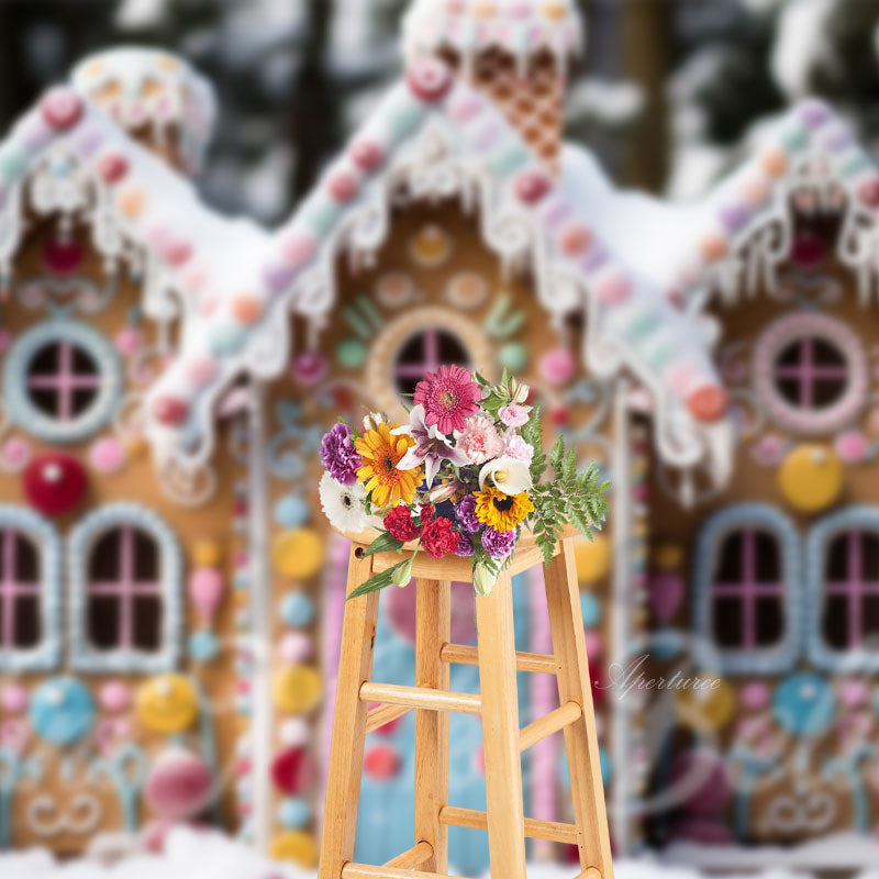 Aperturee - Christmas Candy House Backdrop For Photo Studio