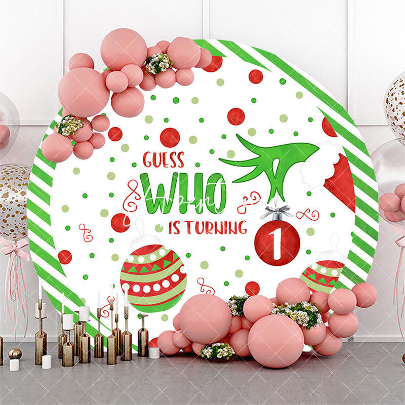 Aperturee Christmas Dots Round Happy 1st Birthday Backdrop