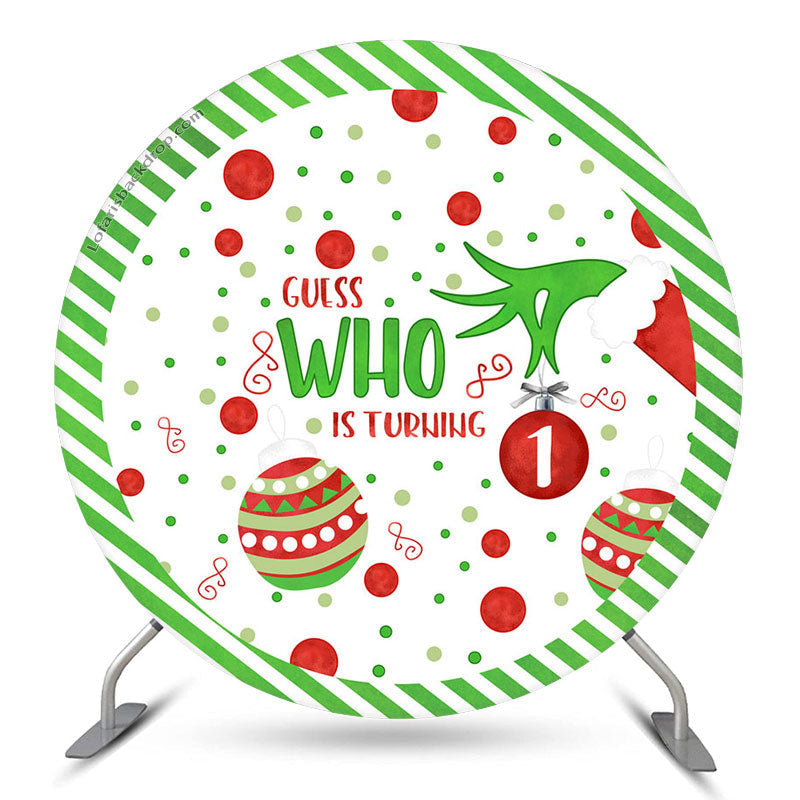 Aperturee Christmas Dots Round Happy 1st Birthday Backdrop