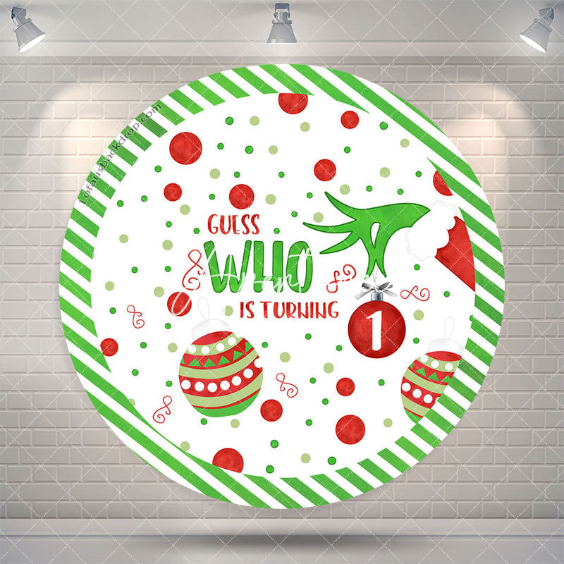 Aperturee Christmas Dots Round Happy 1st Birthday Backdrop