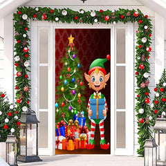 Aperturee - Christmas Elf Tree Presents Door Cover Decoration