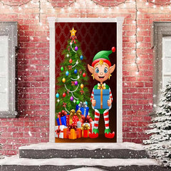 Aperturee - Christmas Elf Tree Presents Door Cover Decoration