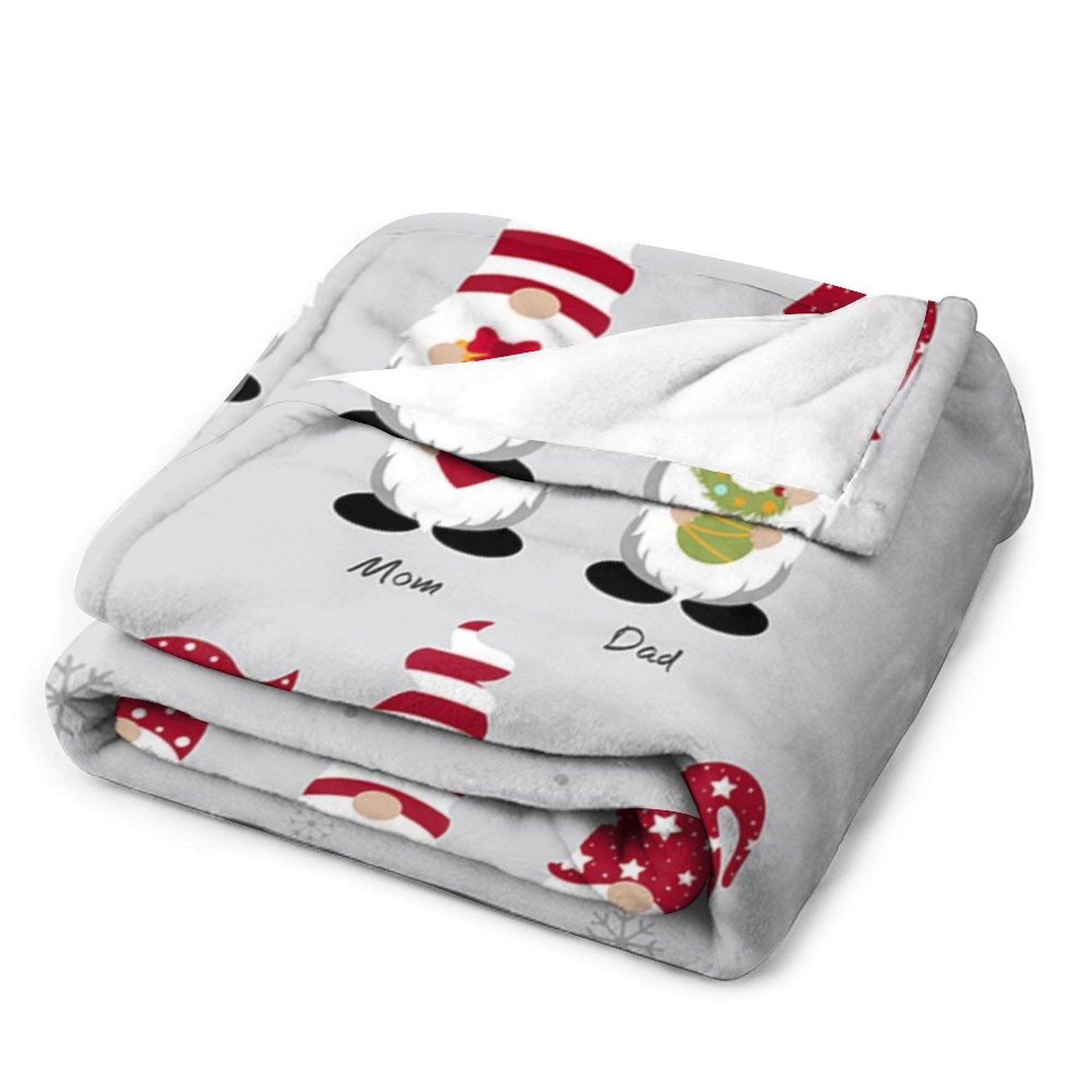 Aperturee - Christmas Gnome Custom Name Plush Fleece Blanket