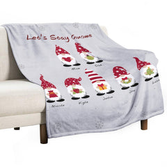 Aperturee - Christmas Gnome Custom Name Plush Fleece Blanket