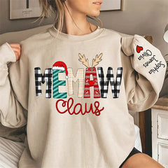 Aperturee - Christmas Hat Elk Plaid Claus Custom Mom Sweatshirt