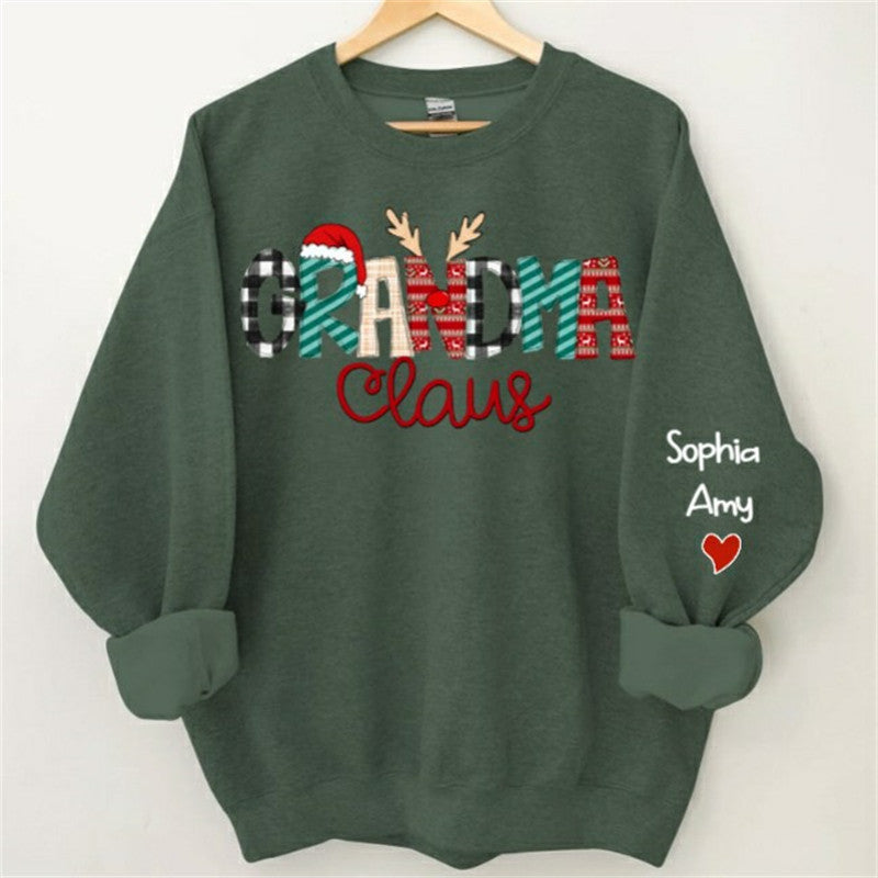 Aperturee - Christmas Hat Elk Plaid Claus Custom Mom Sweatshirt