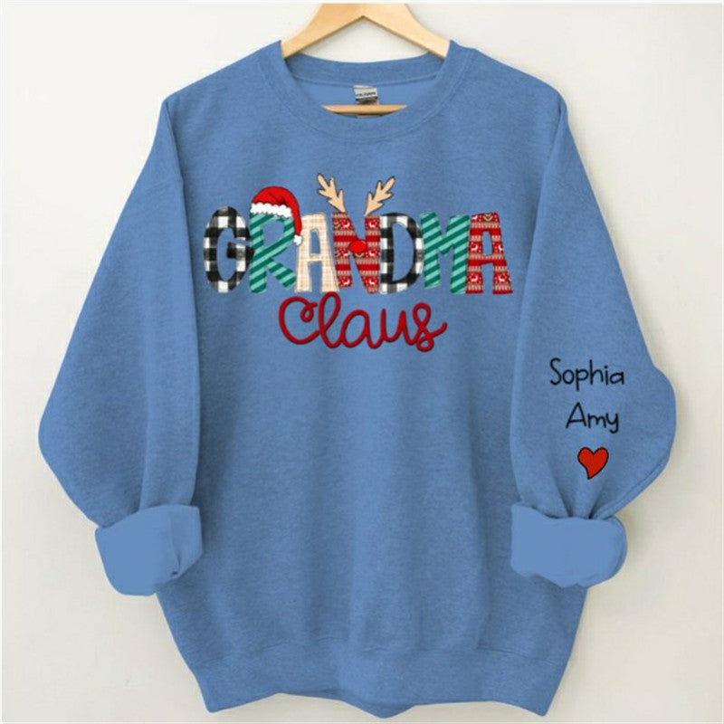 Aperturee - Christmas Hat Elk Plaid Claus Custom Mom Sweatshirt