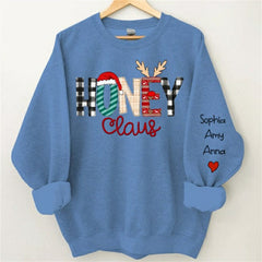 Aperturee - Christmas Hat Plaid Elk Claus Custom Mama Sweatshirt