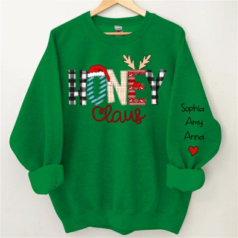 Aperturee - Christmas Hat Plaid Elk Claus Custom Mama Sweatshirt