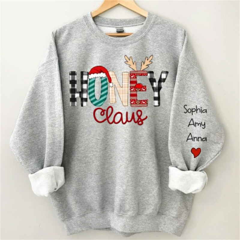 Aperturee - Christmas Hat Plaid Elk Claus Custom Mama Sweatshirt