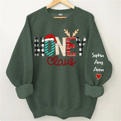 Aperturee - Christmas Hat Plaid Elk Claus Custom Mama Sweatshirt