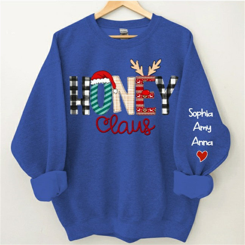 Aperturee - Christmas Hat Plaid Elk Claus Custom Mama Sweatshirt