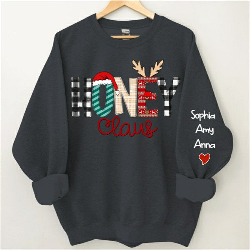 Aperturee - Christmas Hat Plaid Elk Claus Custom Mama Sweatshirt