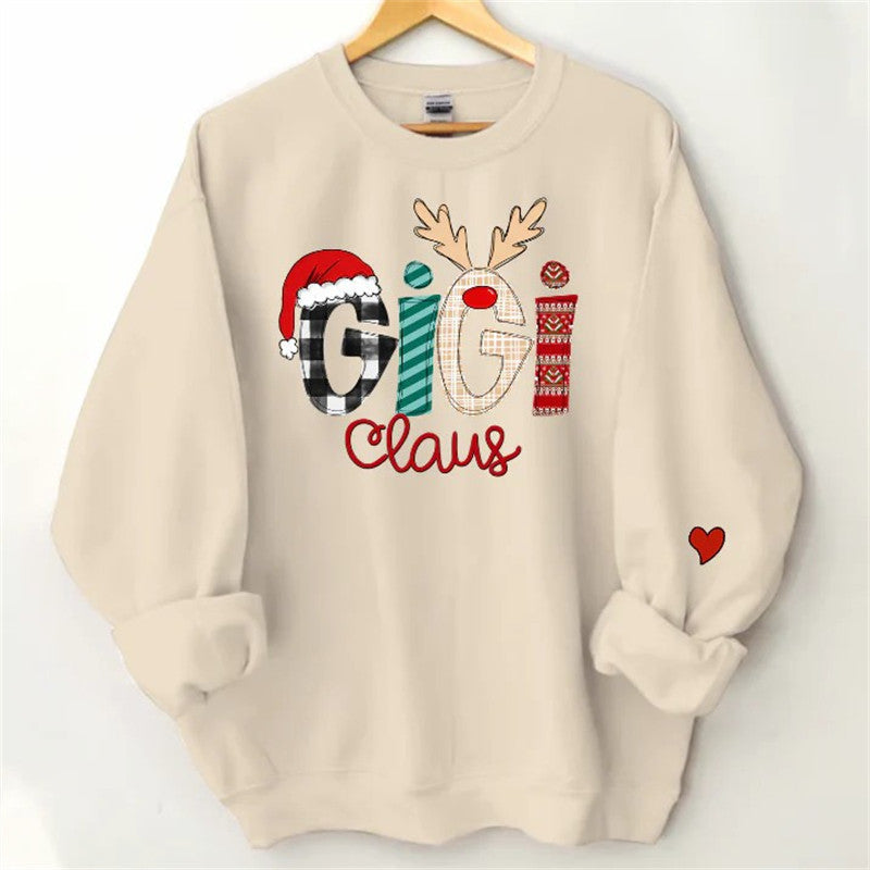 Aperturee - Christmas Hat Plaid Elk Claus Custom Mama Sweatshirt