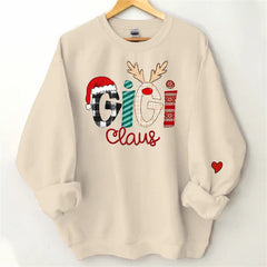 Aperturee - Christmas Hat Plaid Elk Claus Custom Mama Sweatshirt