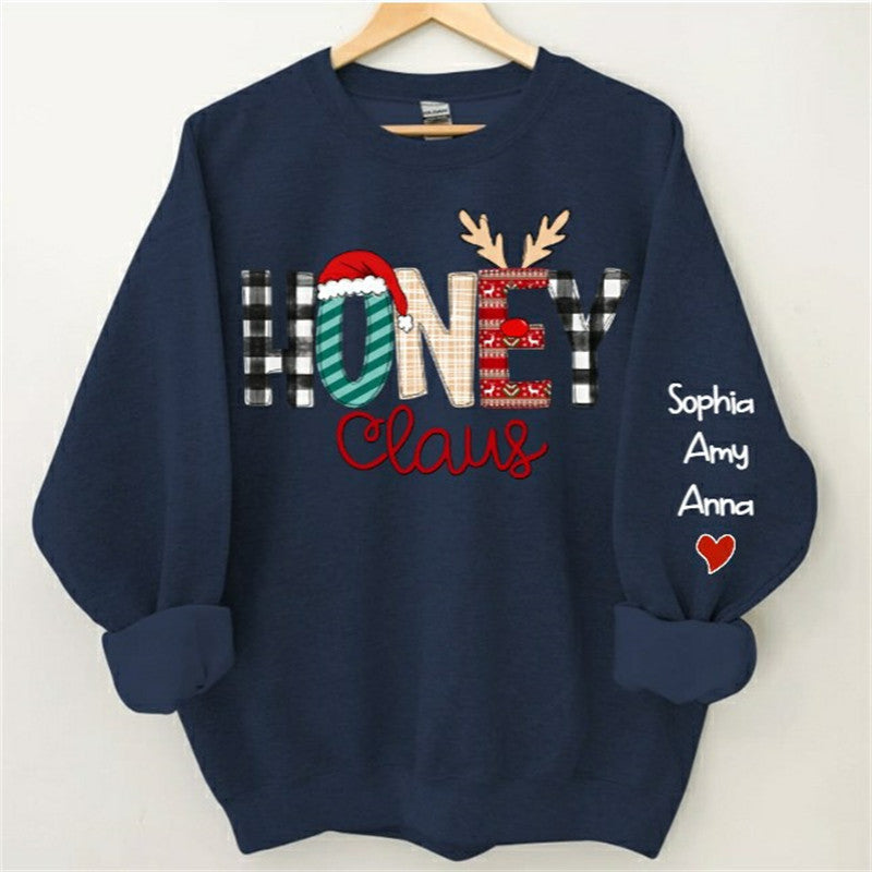 Aperturee - Christmas Hat Plaid Elk Claus Custom Mama Sweatshirt