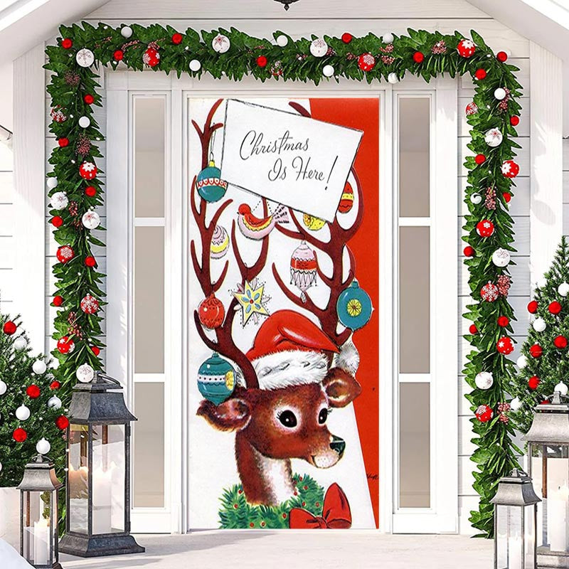 Aperturee - Christmas On Here Elk Balls Door Cover Decoration